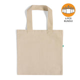 6 ct Recycled Canvas Flat Tote Bag / Basic Book Bag - Pack of 6