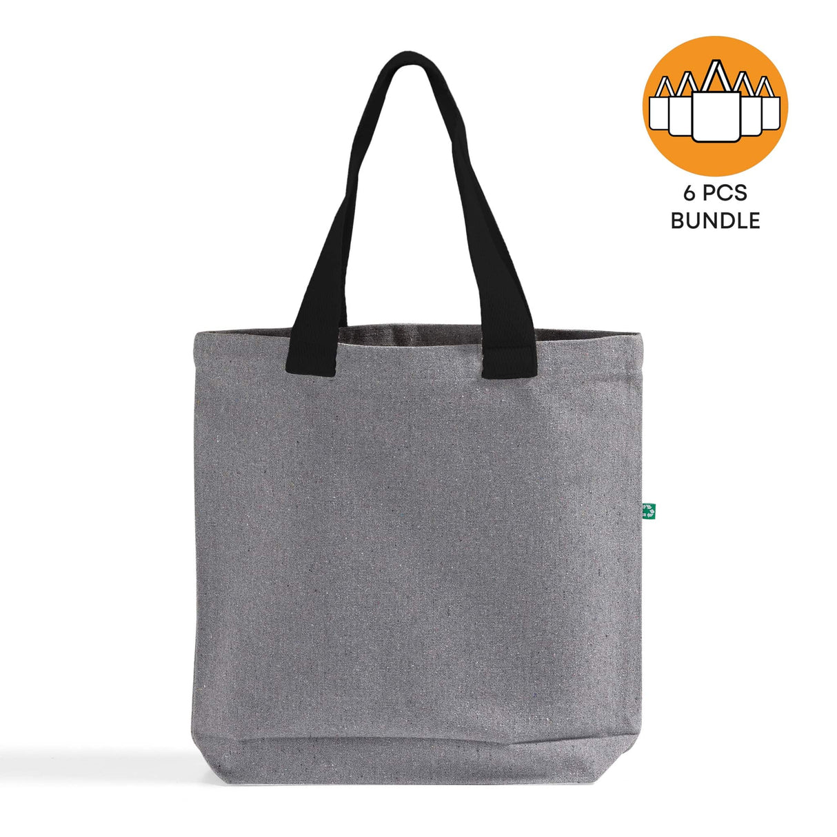 6 ct Recycled Canvas Tote Bag With Bottom Gusset - By Bundle