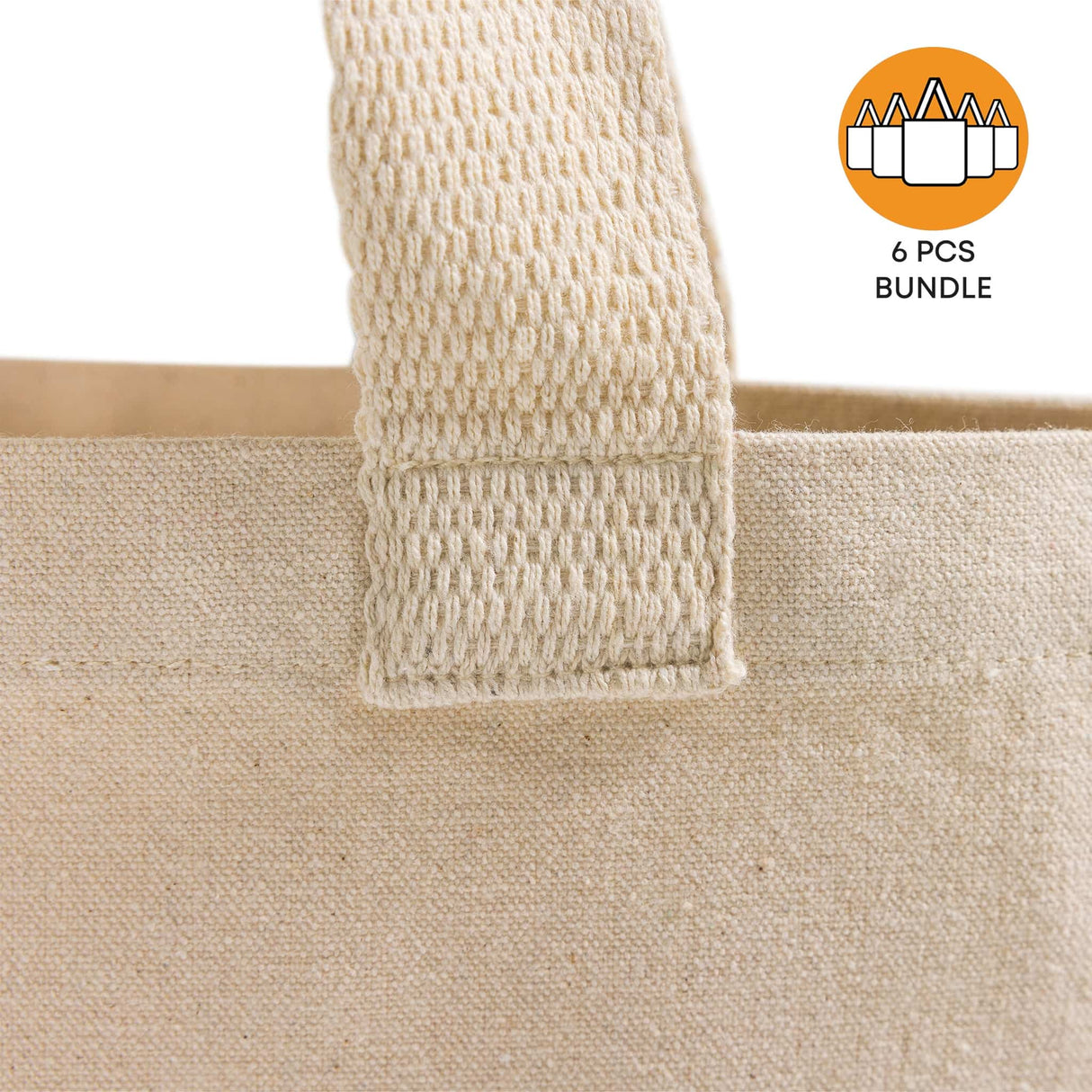 6 ct Recycled Canvas Flat Tote Bag / Basic Book Bag - Pack of 6