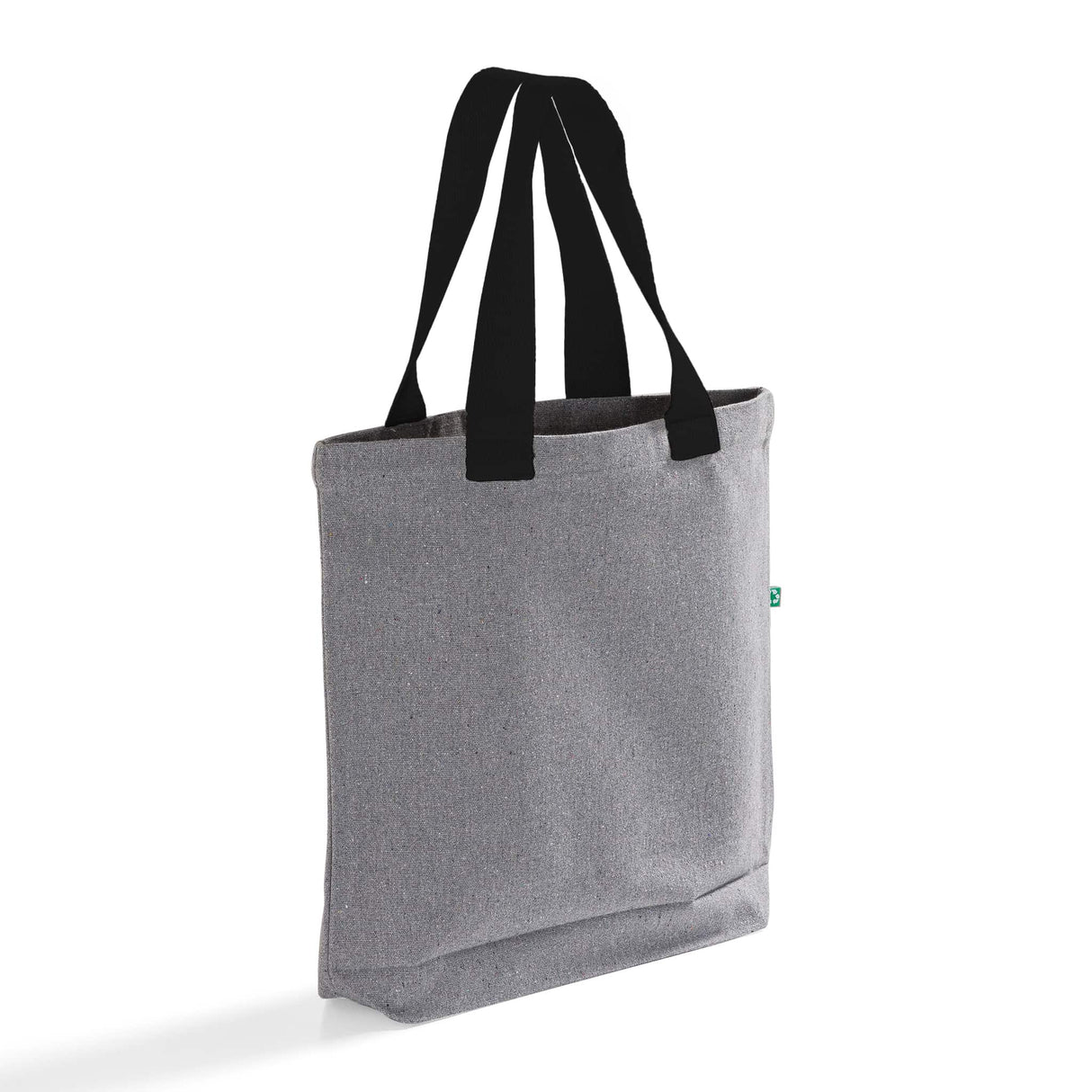 recycled tote grey black with bottom gusset