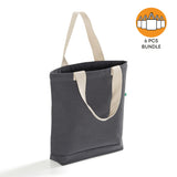 6 ct Recycled Canvas Tote Bag With Bottom Gusset - By Bundle