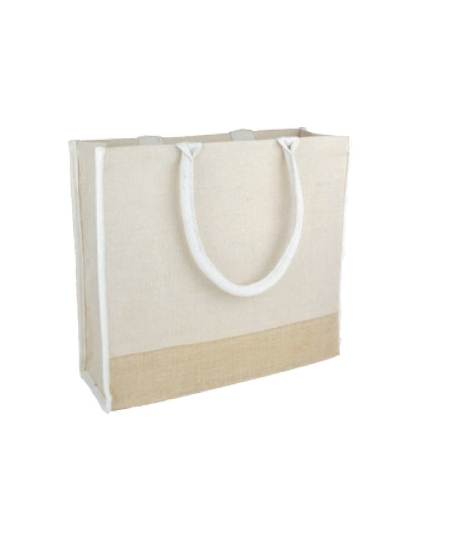 6 ct Large Reusable Jute Blend Tote Bags Burlap Accents and Full Gusset - Pack of 6