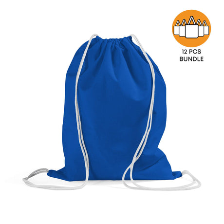 12 ct Economical Sport Cotton Drawstring Bag Cinch Packs - By Dozen