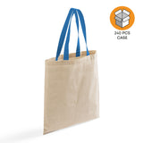 240 ct Wholesale Tote Bags With Color Handles 100% Cotton - By Case