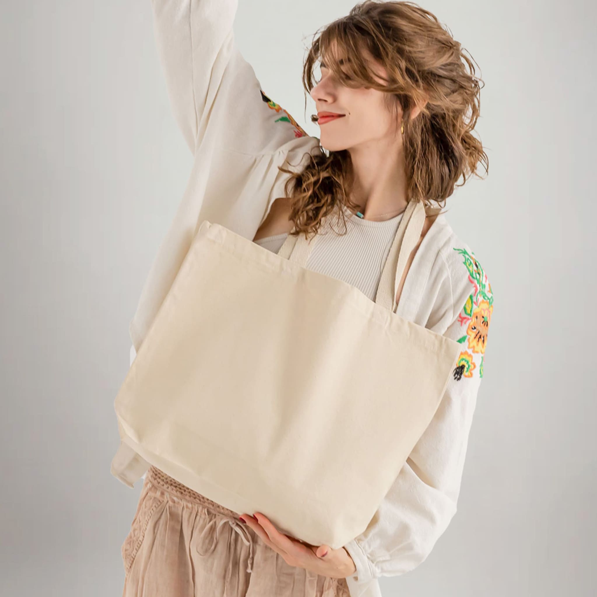 Med/Large Canvas Tote Bags Bulk with Long Handles -TG250