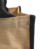 small black jute tote bag corner detail