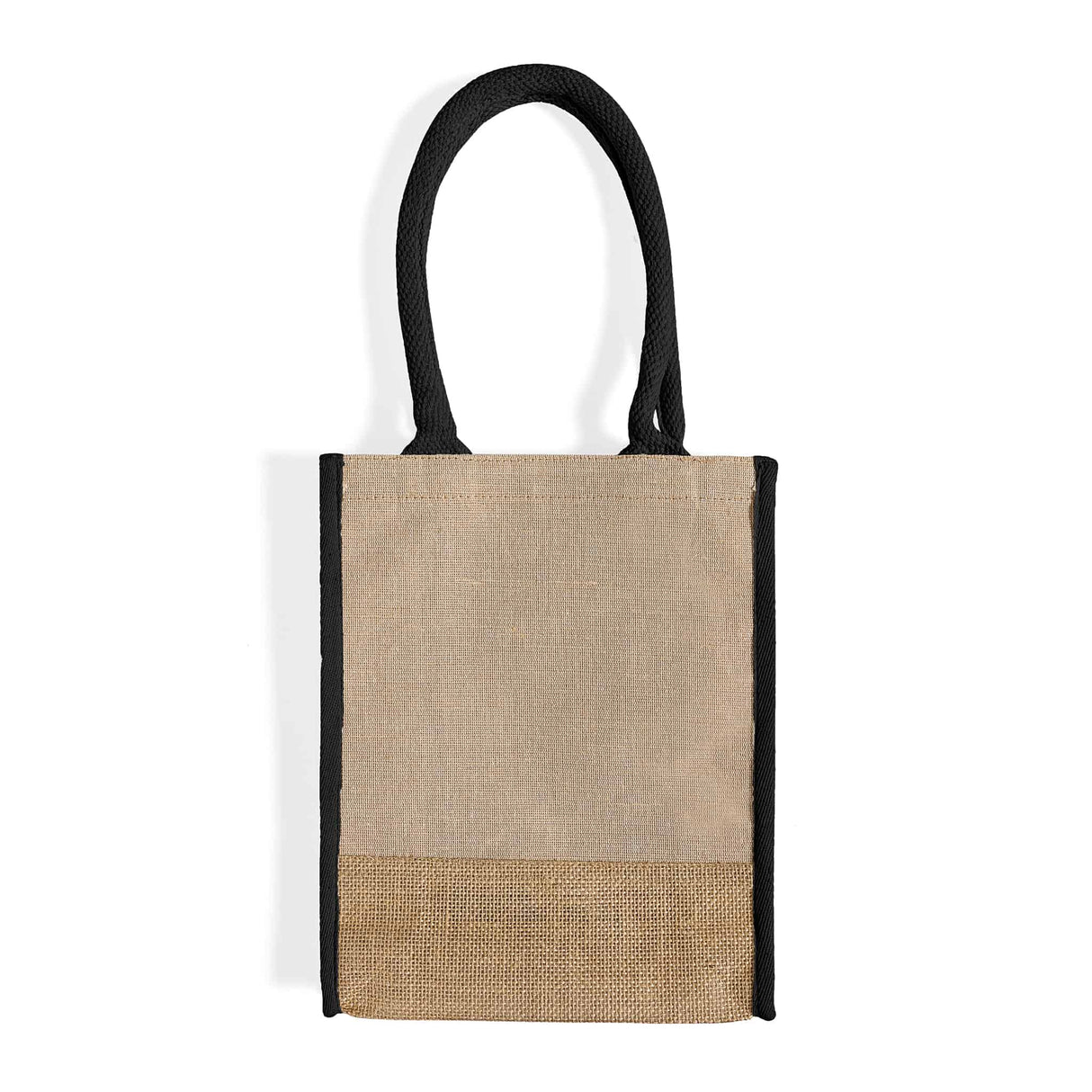 small black jute tote bag with gusset