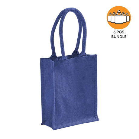 6 ct Small Burlap Bags / Jute Book Bag with Full Gusset - By Bundle