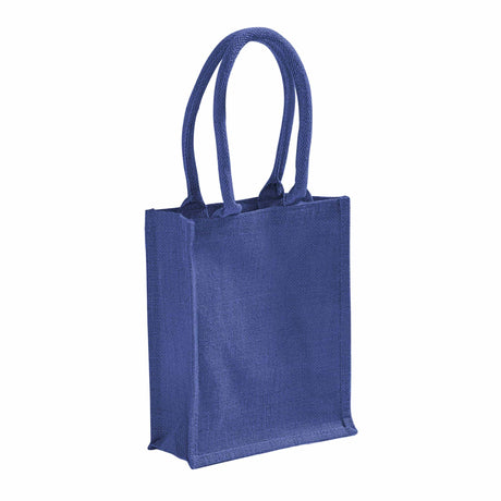 small blue jute book bag