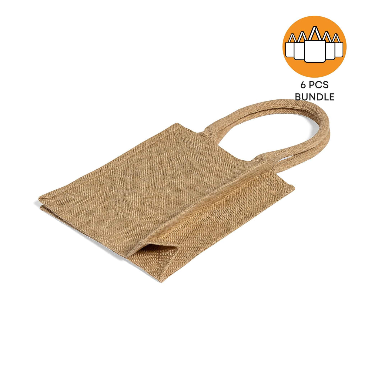 6 ct Small Burlap Bags / Jute Book Bag with Full Gusset - By Bundle