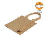 6 ct Small Burlap Bags / Jute Book Bag with Full Gusset - By Bundle