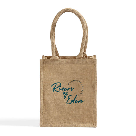 Small Burlap Promotional Tote Bags - Customized Jute Tote Bags With Your Logo - TJ887