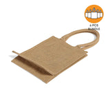 6 ct Small Burlap Bags / Jute Book Bag with Full Gusset - By Bundle
