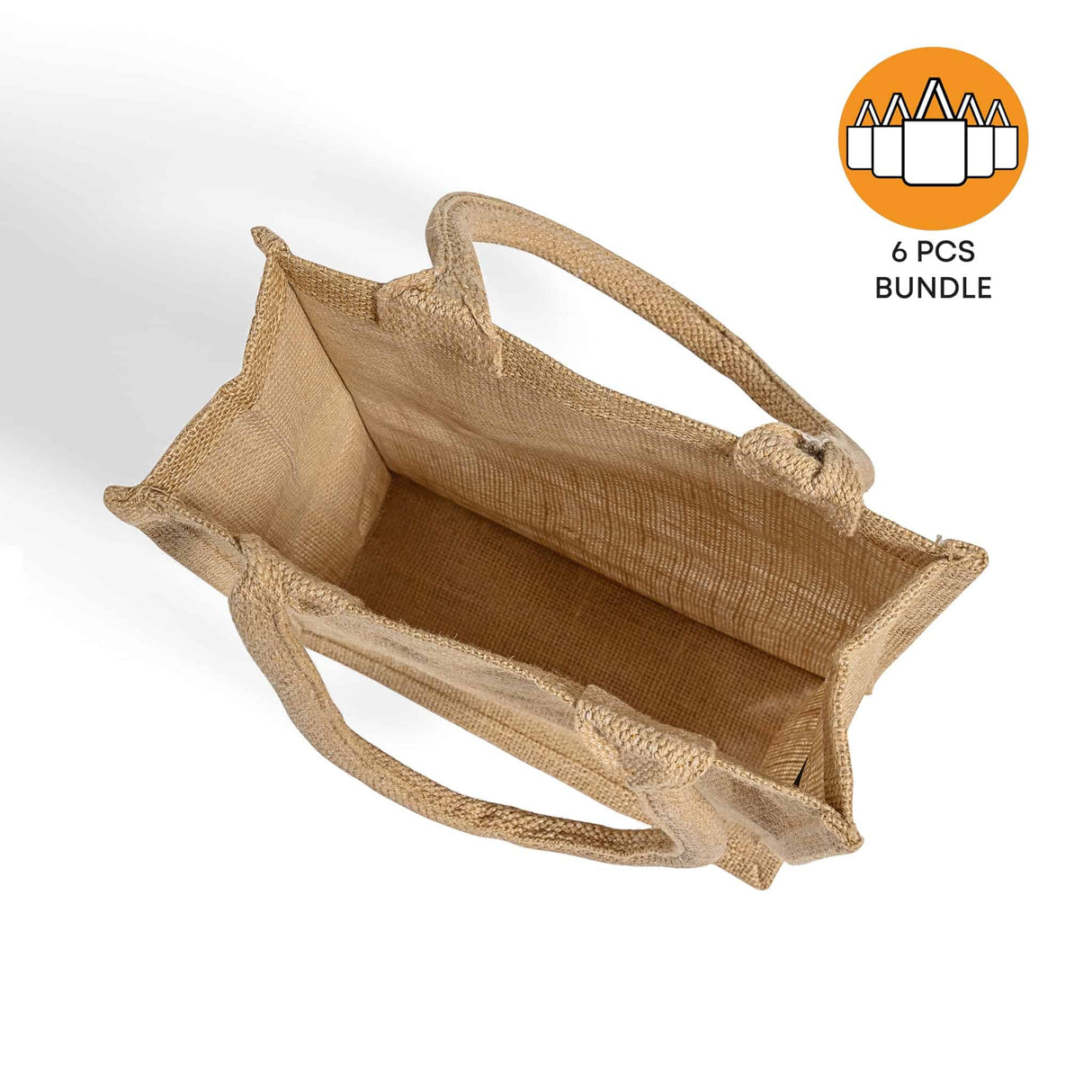 6 ct Small Burlap Bags / Jute Book Bag with Full Gusset - By Bundle