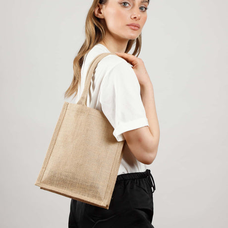 small burlap book bag model