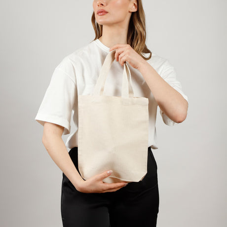 Small canvas book tote bag model