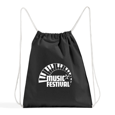 Custom Small Canvas Drawstring Backpack Black