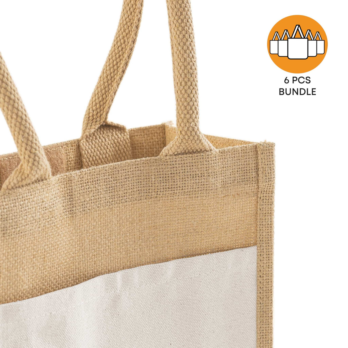 6 ct Small Easy-Print Jute Bag - By Bundle