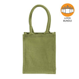 6 ct Small Burlap Bags / Jute Book Bag with Full Gusset - By Bundle