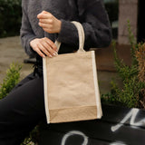 small jute blend tote bag model