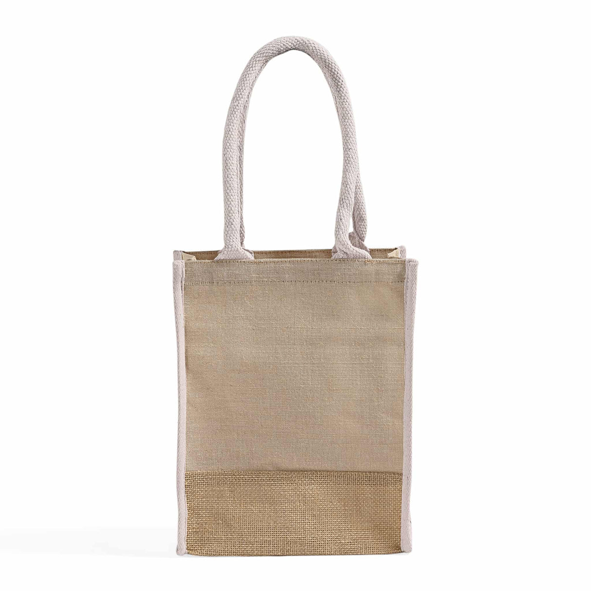 small jute blend tote bag with gusset