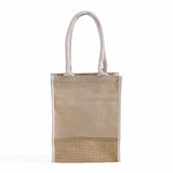 small jute blend tote bag with gusset