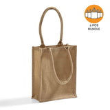6 ct Small Burlap Bags / Jute Book Bag with Full Gusset - By Bundle