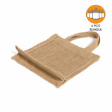 6 ct Small Burlap Party Favor Bags / Jute Gift Tote Bags - Pack of 6