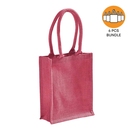 6 ct Small Burlap Bags / Jute Book Bag with Full Gusset - By Bundle