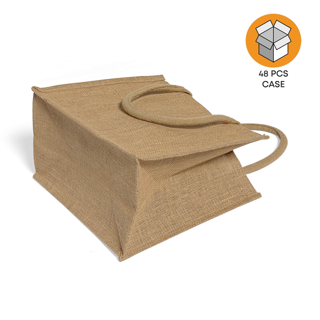 48 ct Square Burlap Bags - Wholesale Jute Tote Bags W/Deep Full Gusset - By Case