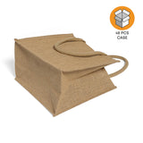 48 ct Square Burlap Bags - Wholesale Jute Tote Bags W/Deep Full Gusset - By Case