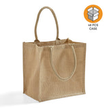 48 ct Square Burlap Bags - Wholesale Jute Tote Bags W/Deep Full Gusset - By Case