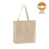 12 ct Med/Large Canvas Wholesale Tote Bag with Long Handles - By Dozen