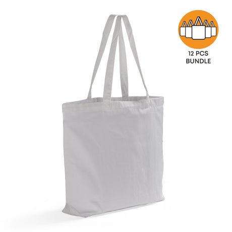 12 ct Large 100% Polyester Canvas Sublimation Tote Bags White - By Dozen