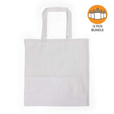 12 ct Sublimation 100% Polyester Canvas Tote Bags White - By Dozen
