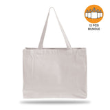 12 ct Full Gusset Heavy Canvas Affordable Horizontal Tote Bags - By Dozen