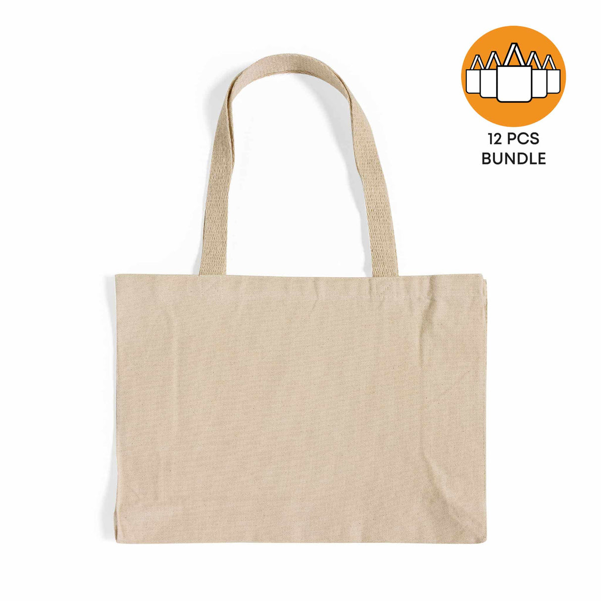 12 ct Full Gusset Heavy Canvas Affordable Horizontal Tote Bags - By Dozen