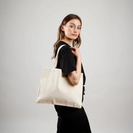 Full Gusset Heavy Canvas Affordable Horizontal Tote Bags - TF275