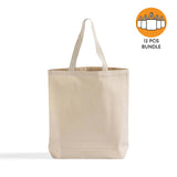 12 ct High Quality Promotional Canvas Tote Bags w/Gusset - By Dozen