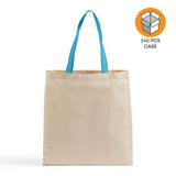 240 ct Wholesale Tote Bags With Color Handles 100% Cotton - By Case