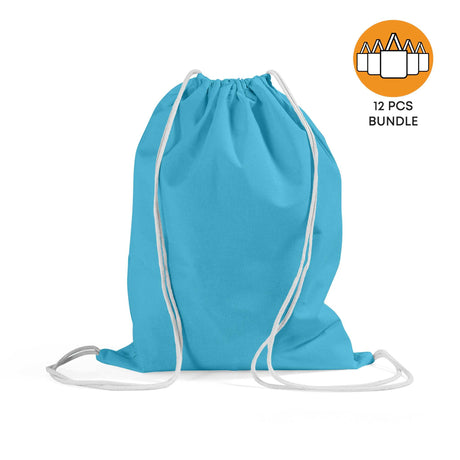 12 ct Economical Sport Cotton Drawstring Bag Cinch Packs - By Dozen