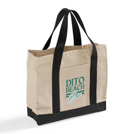 Heavy Canvas Twill Two Tone Shopping Tote Bags Customized - Personalized Tote Bags With Your Logo - TF285