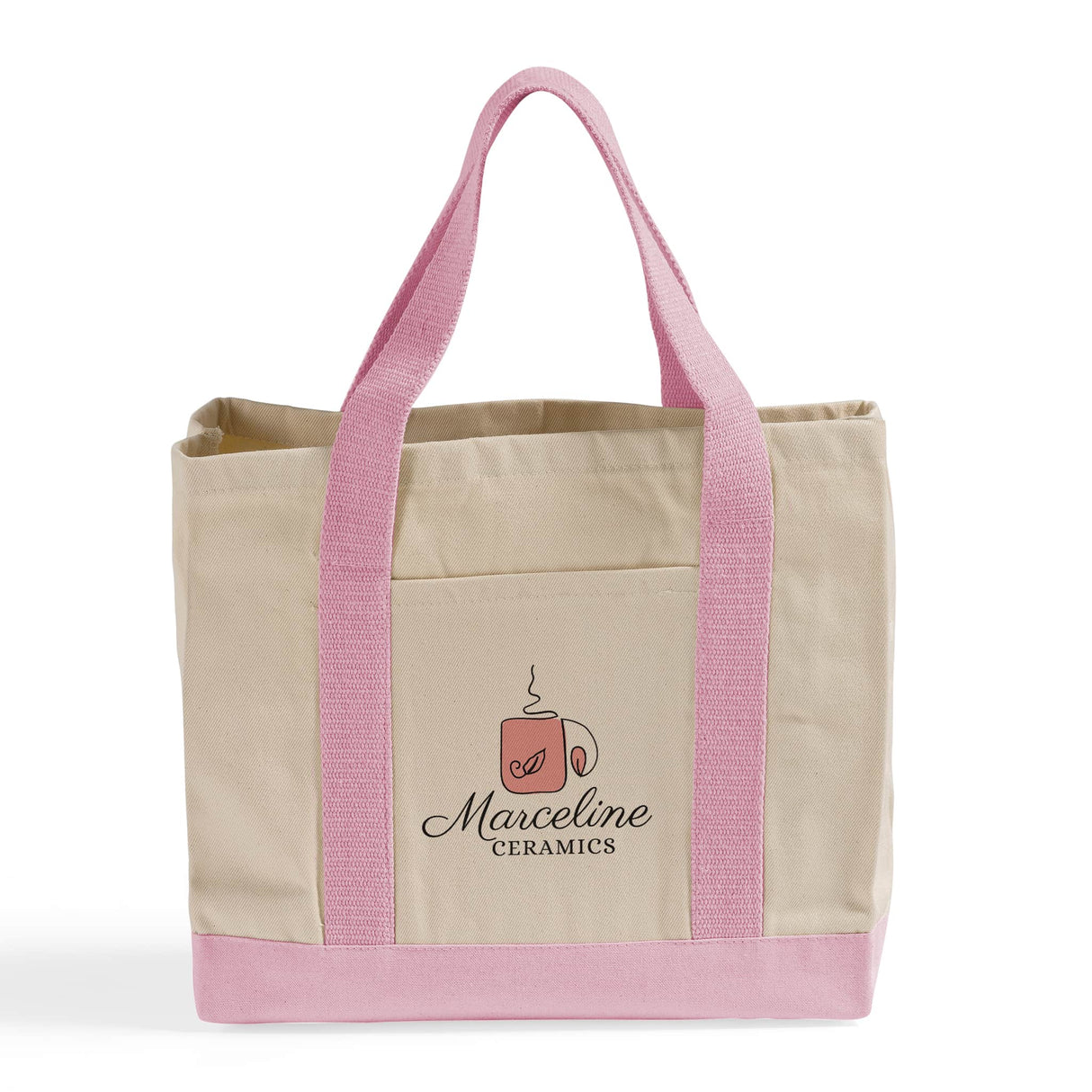 Heavy Canvas Twill Two Tone Shopping Tote Bags Customized - Personalized Tote Bags With Your Logo - TF285
