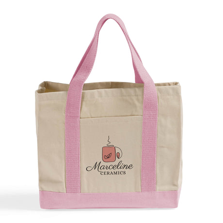 Heavy Canvas Twill Two Tone Shopping Tote Bags Customized - Personalized Tote Bags With Your Logo - TF285