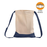 12 ct Two Tone Canvas Sport Backpacks / Wholesale Drawstring Bags - By Dozen