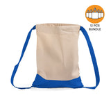 12 ct Two Tone Canvas Sport Backpacks / Wholesale Drawstring Bags - By Dozen