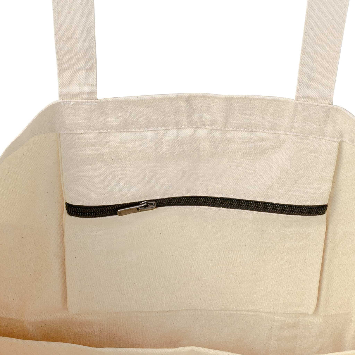 utility canvas totebag inside zipper detail