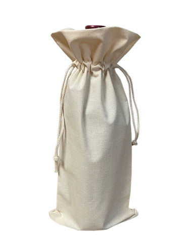 Cotton-Jute Natural Wine Bags with Drawstrings Closure - Single Bottle
