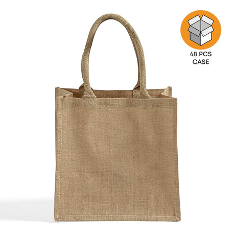48 ct Square Burlap Bags - Wholesale Jute Tote Bags W/Deep Full Gusset - By Case