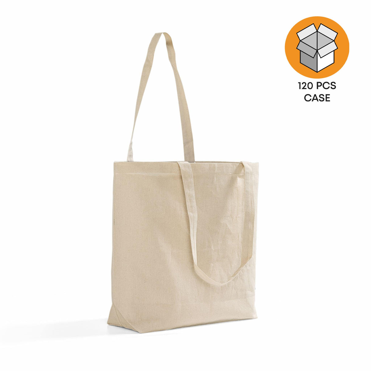 120 ct Large Size Light Canvas Wholesale Tote Bag with Long Handles - By Case